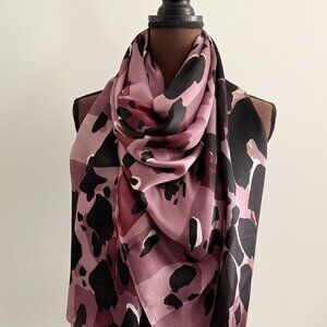 New Burberry Silk Satin Animal Print Scarf
